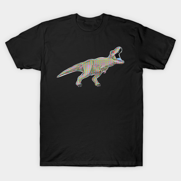 Dinosaur retro dots (on bright pink) T-Shirt by Meakm